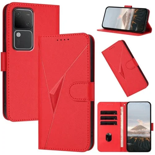 Funda de Cuero con Hebilla y Diseño Triangular para Vivo S18 (Roja)