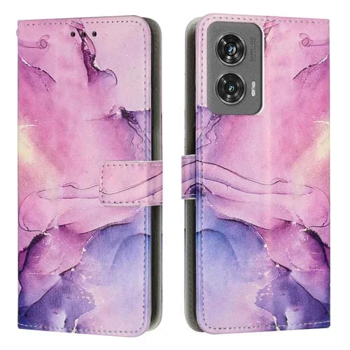 Funda de Cuero con Patrón de Mármol para Motorola Moto G35 5G (Morado)