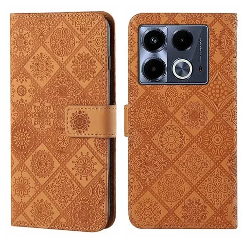 Funda de Cuero con Patrón en Relieve Estilo Étnico para Infinix Note 40 5G (Marrón)