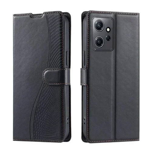Funda de Cuero con Puntos Ultradelgada para Redmi Note 12 4G Global Voltage (Negra)