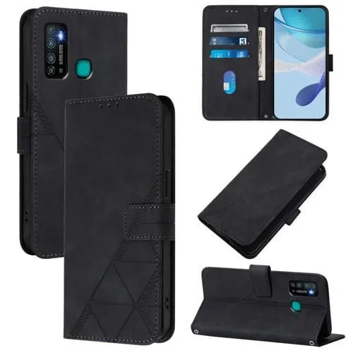 Funda de Cuero con Relieve 3D para Tecno Camon 15 (Negra)