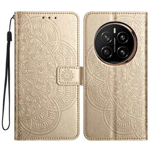 Funda de Cuero con Relieve Floral para Honor Magic7 (Dorada)
