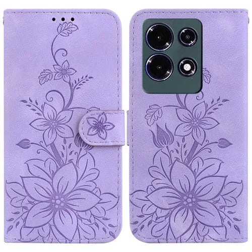 Funda de Cuero con Relieve Lily para Infinix Note 30 (Púrpura)