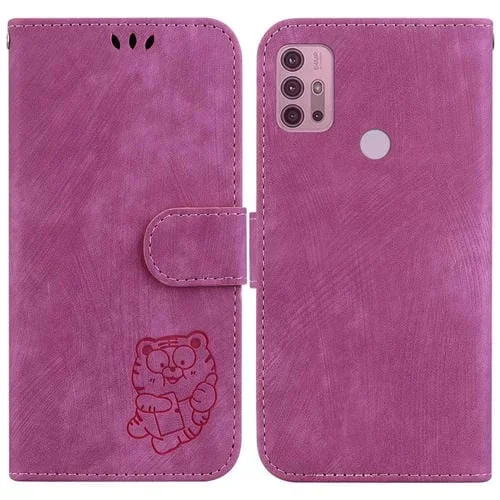 Funda de Cuero con Relieve Little Tiger para Motorola Moto G30 G10 G20 (Rojo Rosa)