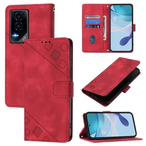 Funda de Cuero con Relieve para Teléfono For Honor Gt (Rojo)