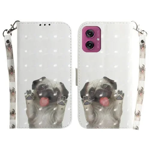 Funda de Cuero con Tapa 3D para Motorola Moto G55 (Pug)