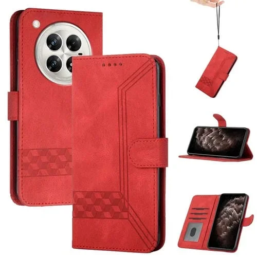 Funda de Cuero con Tapa Cúbica para Teléfono Infinix Zero 40 4G / Zero 40 5G (Roja)