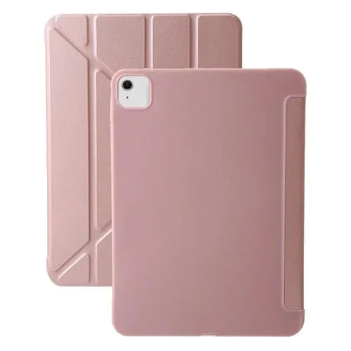Funda de Cuero con Tapa de TPU Deformable para iPad Air 13 (2025/2024) con Soporte (Oro Rosa)