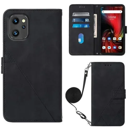 Funda de Cuero con Tapa En Relieve para Umidigi F3 4G 5G Se S Crossbody 3D (Negro)