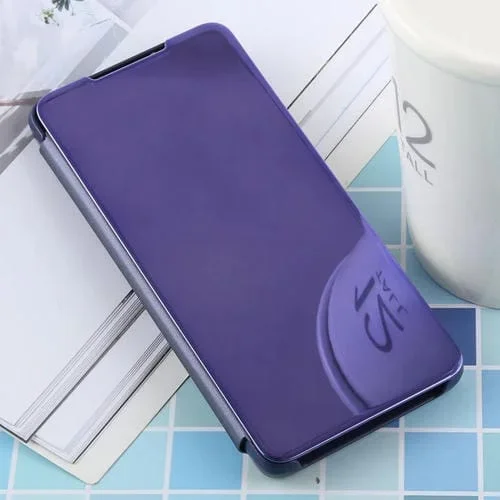 Funda de Cuero con Tapa Horizontal con Espejo Galvanizado de Pu para Galaxy S10 Plus con Soporte (Azul Zafiro)