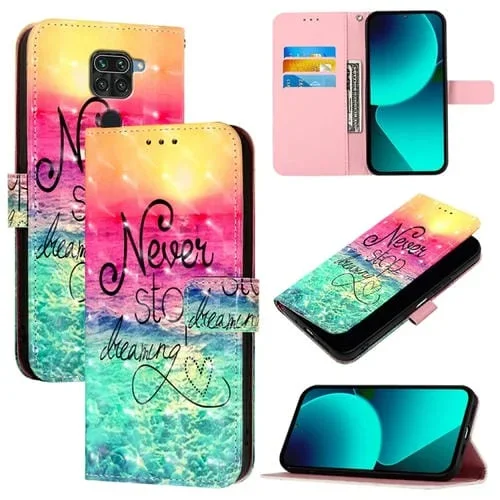 Funda de Cuero con Tapa Horizontal con Pintura 3D para Redmi Note 9 4G/Redmi 10X 4G (Chasing Dreams)