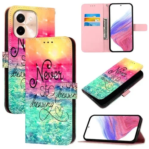 Funda de Cuero con Tapa Horizontal con Pintura 3D para Vivo Y28 4G (Chasing Dreams)