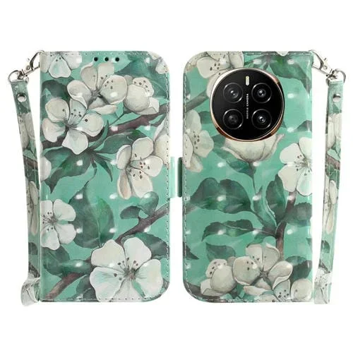 Funda de Cuero con Tapa Horizontal para Honor Magic7 (Flor de Acuarela)