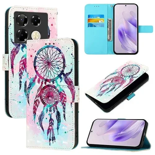 Funda de Cuero con Tapa Horizontal para Infinix Note 40 Pro 5G (Campanas de Viento con Gotas de Colores)