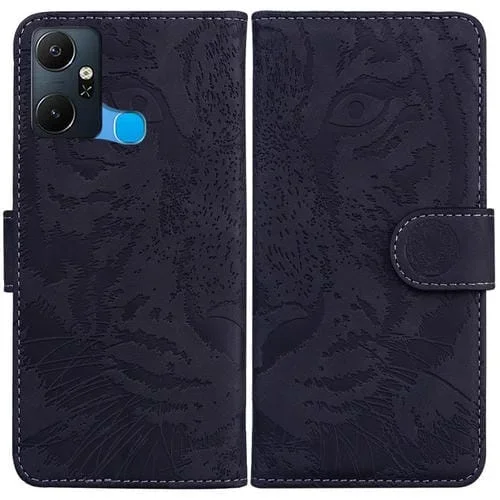 Funda de Cuero con Tapa Horizontal para Infinix Smart 6 Plus Tiger (Negro)