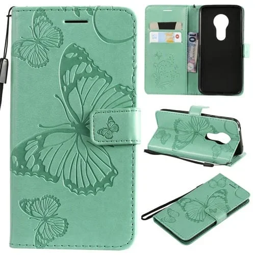 Funda de Cuero con Tapa Horizontal para Motorola Moto G7 Play con Ranura, Soporte, Billetera y Cordón (Verde)
