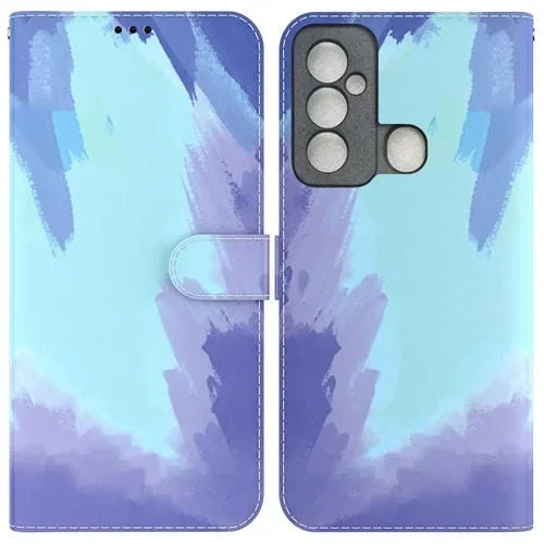 Funda de Cuero con Tapa Horizontal para Tecno Spark 6 Go con Patrón de Acuarela (Nieve de Invierno)