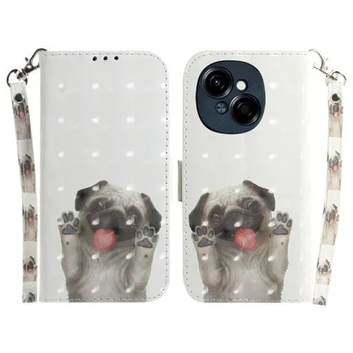 Funda de Cuero con Tapa Horizontal para Tecno Spark Go 1 Pop 9 Pro (Pug)