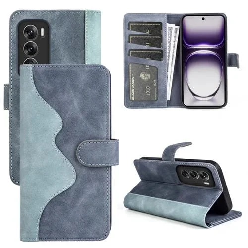 Funda de Cuero con Tapa Horizontal y Costuras Globales para Oppo Reno12 Pro 5G (Azul)