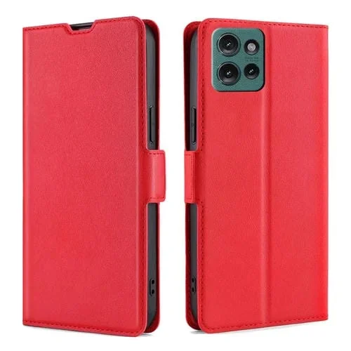 Funda de Cuero con Tapa Horizontal y Hebilla Lateral Ultrafina para Motorola Edge 50 5G (Rojo)