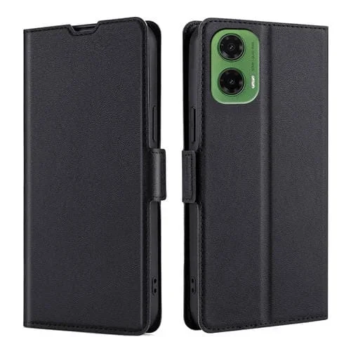 Funda de Cuero con Tapa Horizontal y Hebilla Lateral Ultrafina para Motorola Moto G35 5G (Negro)