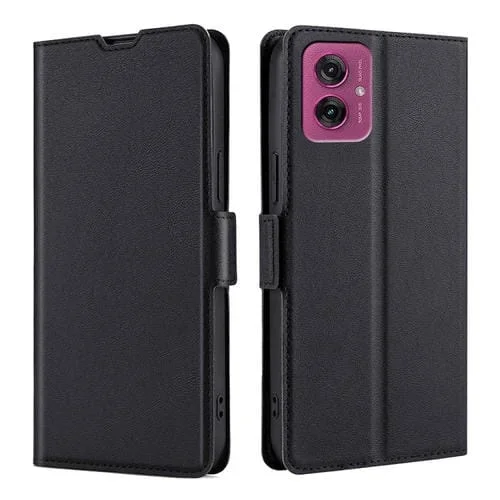 Funda de Cuero con Tapa Horizontal y Hebilla Lateral Ultrafina para Motorola Moto G55 5G (Negro)
