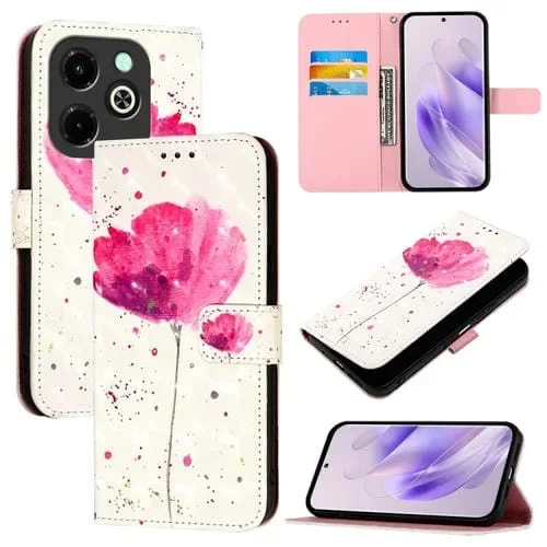 Funda de Cuero con Tapa Horizontal y Pintura 3D para Infinix Hot 40I (Flor)