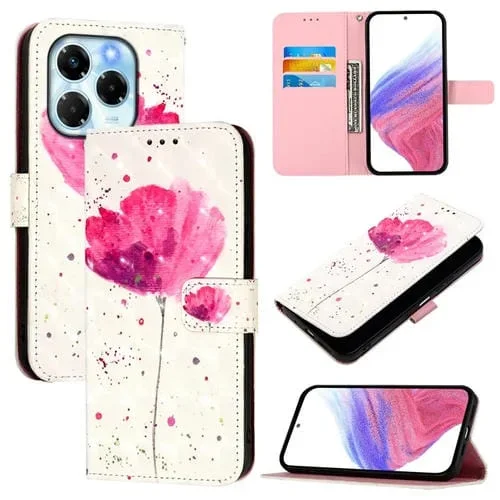 Funda de Cuero con Tapa Horizontal y Pintura 3D para Infinix Note 40X 5G (Flor)