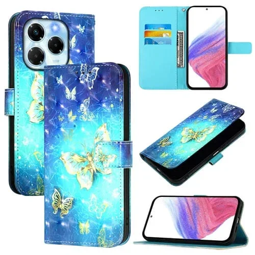 Funda de Cuero con Tapa Horizontal y Pintura 3D para Infinix Note 40X 5G (Mariposa Dorada)