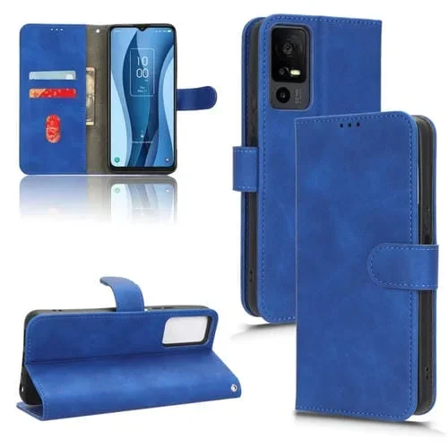 Funda de Cuero con Tapa Magnética para TCL 40 Xe 5G Skin Feel (Azul)