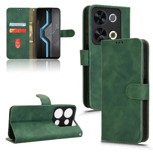 Funda de Cuero con Tapa Magnética para Teléfono Itel P65 (Verde)