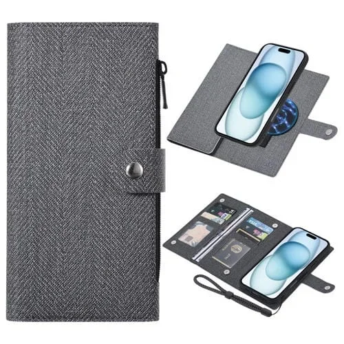 Funda de Cuero con Tapa Magnética Rfid Magsafe para iPhone 15 Vili Gbs Series (Negra)