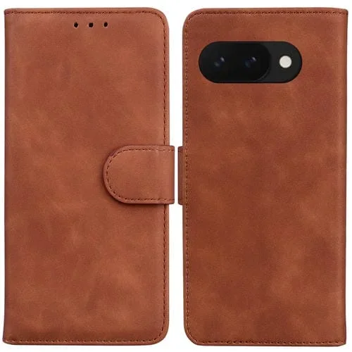 Funda de Cuero con Tapa para Google Pixel 9A (Marrón) Tacto Sedoso