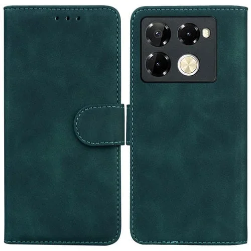 Funda de Cuero con Tapa para Infinix Note 40 Pro + 5G Skin Feel Pure Color (Verde)
