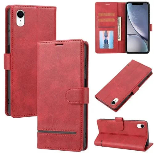 Funda de Cuero con Tapa para iPhone Xr Classic Wallet (Rojo)