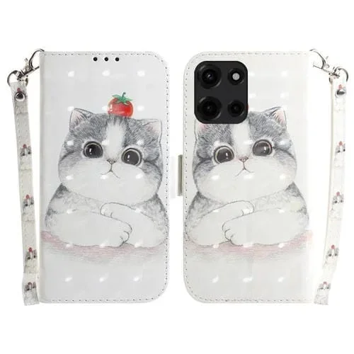 Funda de Cuero con Tapa para Motorola Moto G 5G 2025 (Lindo Gato)