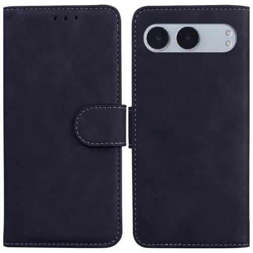 Funda de Cuero con Tapa para OnePlus Nord 4 (Negro) Diseño de Color Puro
