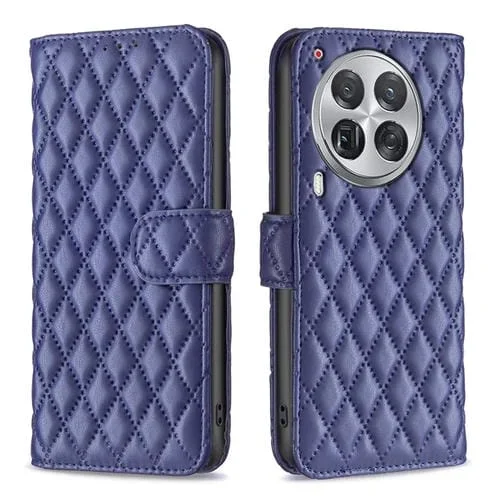 Funda de Cuero con Tapa para Tecno Camon 30 Premier 5G Diamond Lattice (Azul)