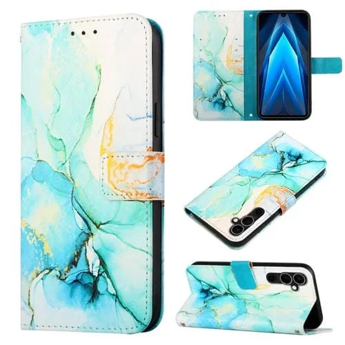 Funda de Cuero con Tapa para Tecno Pova Neo 2 Lg6N Pt003 Patrón de Mármol (Verde)