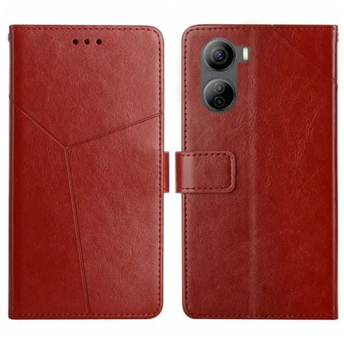 Funda de Cuero con Tapa para ZTE Libero 5G Iv con Patrón en Forma de y (Marrón)