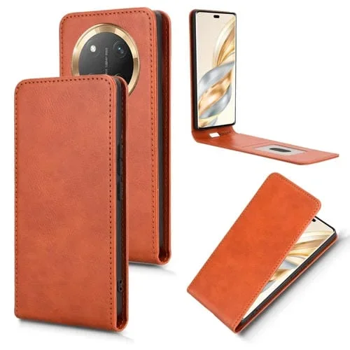 Funda de Cuero con Tapa Vertical Magnética para Honor X60 Pro 5G/X9C 5G (Marrón)