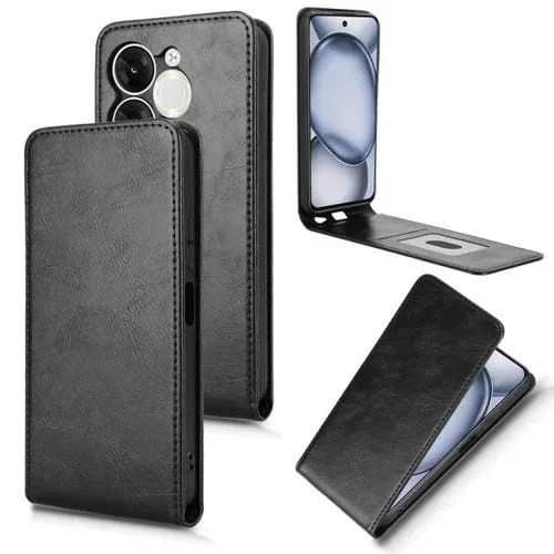 Funda de Cuero con Tapa Vertical Magnética para Teléfono Itel A80 4G (Negra)
