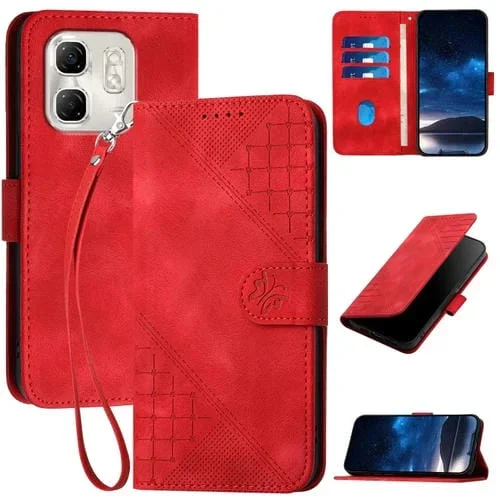 Funda de Cuero con Tapa y Cordón para Infinix Hot 50I / Smart 9 Yx0080 (Rojo)