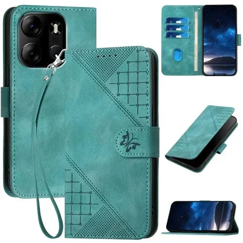 Funda de Cuero con Tapa y Cordón para Tecno Pop 7/7 Pro Yx0080 (Azul Claro)