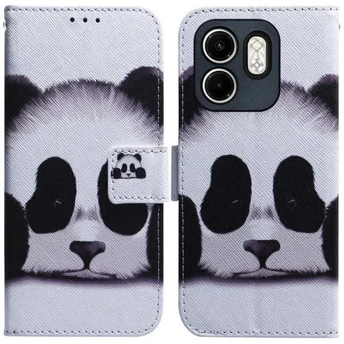 Funda de Cuero con Tapa y Dibujo a Color para Infinix Hot 50I Smart 9 (Panda)