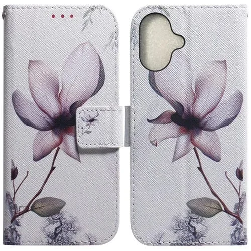 Funda de Cuero con Tapa y Dibujo de Colores para iPhone 16/16 Plus (Magnolia)