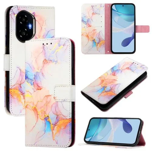 Funda de Cuero con Tapa y Diseño de Mármol para Honor 300 Pt003 (Blanco Mármol)