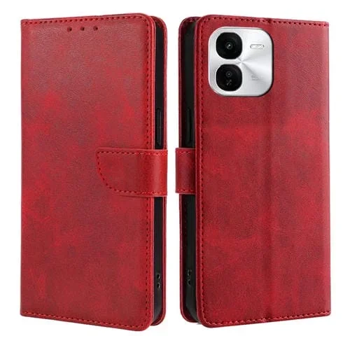 Funda de Cuero con Tapa y Hebilla con Textura de Piel de Becerro para Vivo Iqoo Z9X 5G (Rojo)