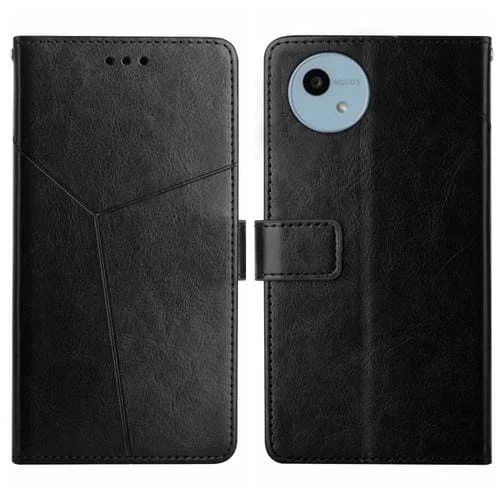 Funda de Cuero con Tapa y Patrón en Forma de Y para Sharp Aquos Wish 4 Ht01 (Negro)