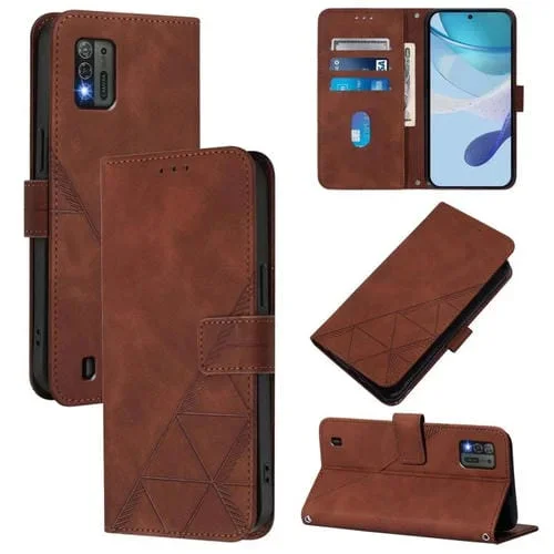 Funda de cuero con tapa y relieve 3D para ZTE Blade A52 Lite (marrón)